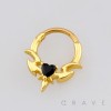 GOTHIC BLACK HEART BAT WING SEPTUM CLICKER RING 316L SURGICAL STEEL